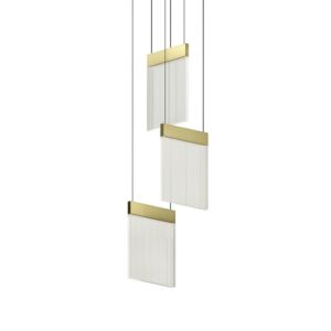 V Panels LED Pendant in Brass