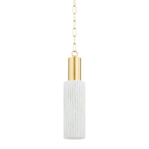 Corissa 1-Light Pendant in Aged Brass with Ceramic Whitewash Bisque