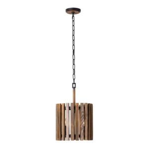 Suratto 2-Light Pendant in Matte Black with Medium Walnut