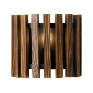 Suratto 1-Light Wall Sconce in Matte Black with Medium Walnut