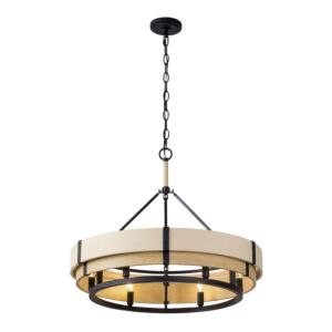 Blonde Moment 6-Light Pendant in Matte Black with Honey/Medium Oak