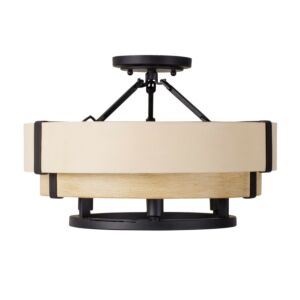 Blonde Moment 3-Light Semi-Flush Mount in Matte Black with Honey/Medium Oak