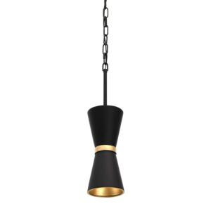 Mad Hatter 1-Light Mini Pendant in Matte Black with French Gold