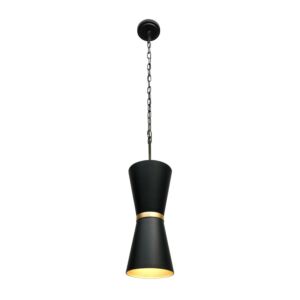 Mad Hatter 2-Light Pendant in Matte Black with French Gold