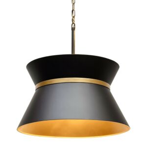 Mad Hatter 4-Light Pendant in Matte Black with French Gold