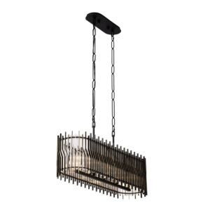 Park Row 5-Light Linear Pendant in Matte Black with French Gold