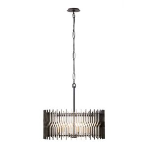 Park Row 6-Light Pendant in Matte Black with French Gold