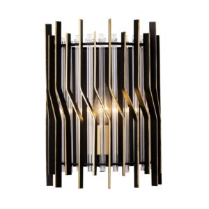 Park Row 1-Light Wall Sconce in Matte Black with French Gold