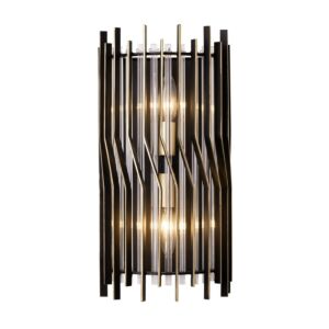 Park Row 2-Light Wall Sconce in Matte Black with French Gold