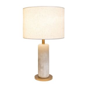 Sentu 1-Light Table Lamp in French Gold with Alabaster