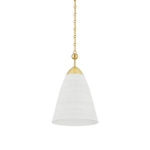 Bronson 1-Light Pendant in Aged Brass with White Plaster