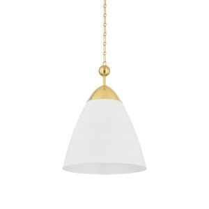 Bronson 1-Light Pendant in Aged Brass with White Plaster