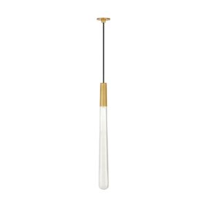 Pylon 1-Light LED Pendant in Natural Brass