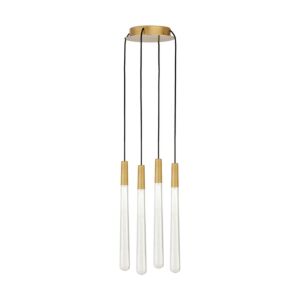 Pylon 4-Light LED Chandelier in Natural Brass