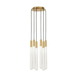 Pylon 6-Light LED Chandelier in Natural Brass