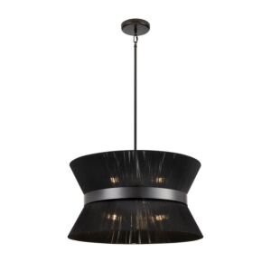 Ellesmere 6-Light Pendant in Ebony with Black Shade