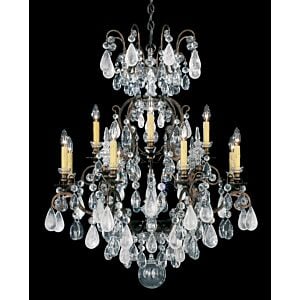 Renaissance Rock Crystal 12-Light Chandelier in Etruscan Gold