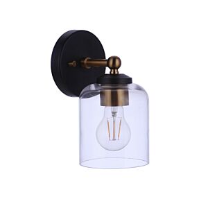Coppa 1-Light Wall Sconce in Flat Black with Satin Brass