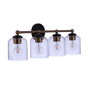 Coppa 4-Light Bathroom Vanity Light in Flat Black with Satin Brass