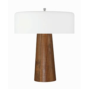 Wooden Base 1-Light LED Table Lamp in Walnut