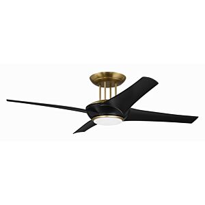 Cam 1-Light 54" Hanging Ceiling Fan in Flat Black with Satin Brass