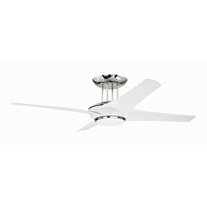 Cam 1-Light 54" Hanging Ceiling Fan in White with Polished Nickel