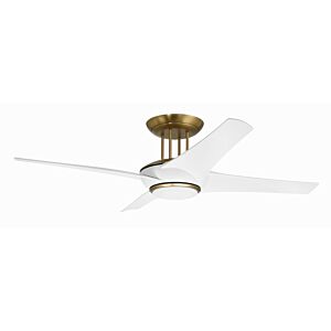 Cam 1-Light 54" Hanging Ceiling Fan in White with Satin Brass