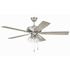 Eos Clear 4-Light 52" Hanging Ceiling Fan in Brushed Polished Nickel