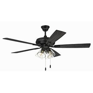 Eos Clear 4-Light 52" Hanging Ceiling Fan in Flat Black