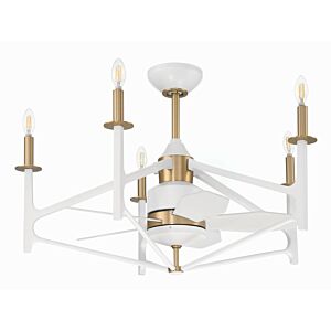 The Reserve 32 5-Light 24" Fandelier in White with Satin Brass