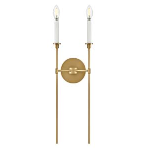 Hux 2-Light LED Wall Sconce in Lacquered Brass