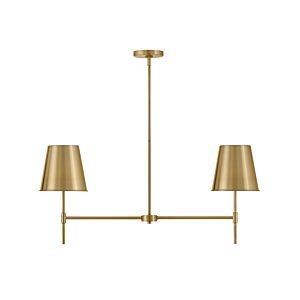 Blake 2-Light LED Linear Chandelier in Lacquered Brass