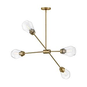 Livie 4-Light LED Chandelier in Lacquered Brass