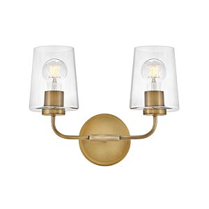 Kline 2-Light LED Bathroom Vanity Light in Heritage Brass