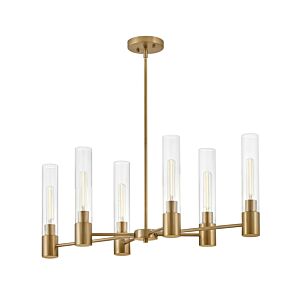 Shea 6-Light LED Linear Chandelier in Lacquered Brass