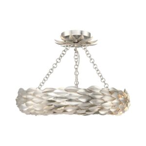 Broche 6-Light LED Semi-Flush Mount in Antique Silver