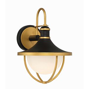 Atlas 1-Light Outdoor Wall Sconce in Matte Black with Textured Gold