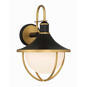 Atlas 1-Light Outdoor Wall Sconce in Matte Black with Textured Gold