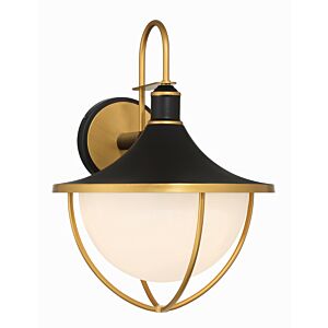 Atlas 3-Light Outdoor Wall Sconce in Matte Black with Textured Gold