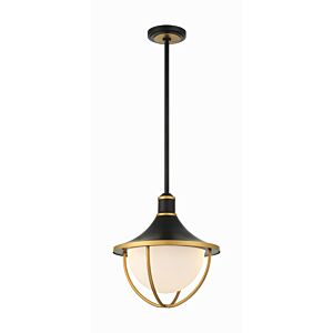 Atlas 3-Light Outdoor Pendant in Matte Black with Textured Gold