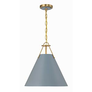 Xavier 3-Light Pendant in Vibrant Gold with Blue