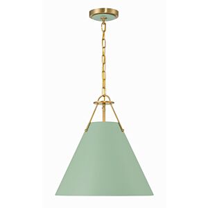 Xavier 3-Light Pendant in Vibrant Gold with Green