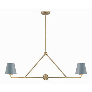 Xavier 2-Light Chandelier in Vibrant Gold with Blue