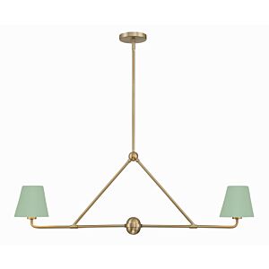 Xavier 2-Light Chandelier in Vibrant Gold with Green