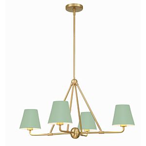 Xavier 4-Light Chandelier in Vibrant Gold with Green