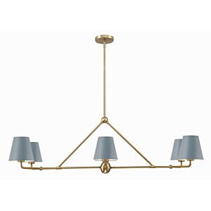 Xavier 6-Light Chandelier in Vibrant Gold with Blue