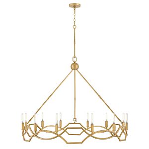 Leona 12-Light LED Chandelier in Distressed Brass