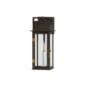 Bohen 1-Light Outdoor Wall Sconce in French Iron with Patina Brass