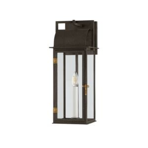 Bohen 1-Light Outdoor Wall Sconce in French Iron with Patina Brass