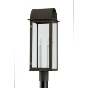 Bohen 2-Light Outdoor Post Mount in French Iron with Patina Brass